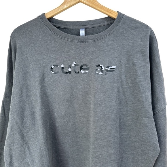 Fabletics CUTE AF Gray Crewneck Sweatshirt, Large - Picture 3 of 9